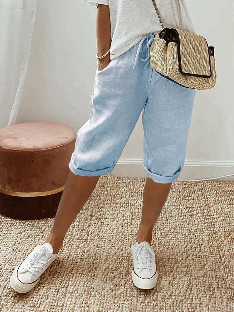 Adeline | Cosy Drawstring Cropped Bermuda Shorts