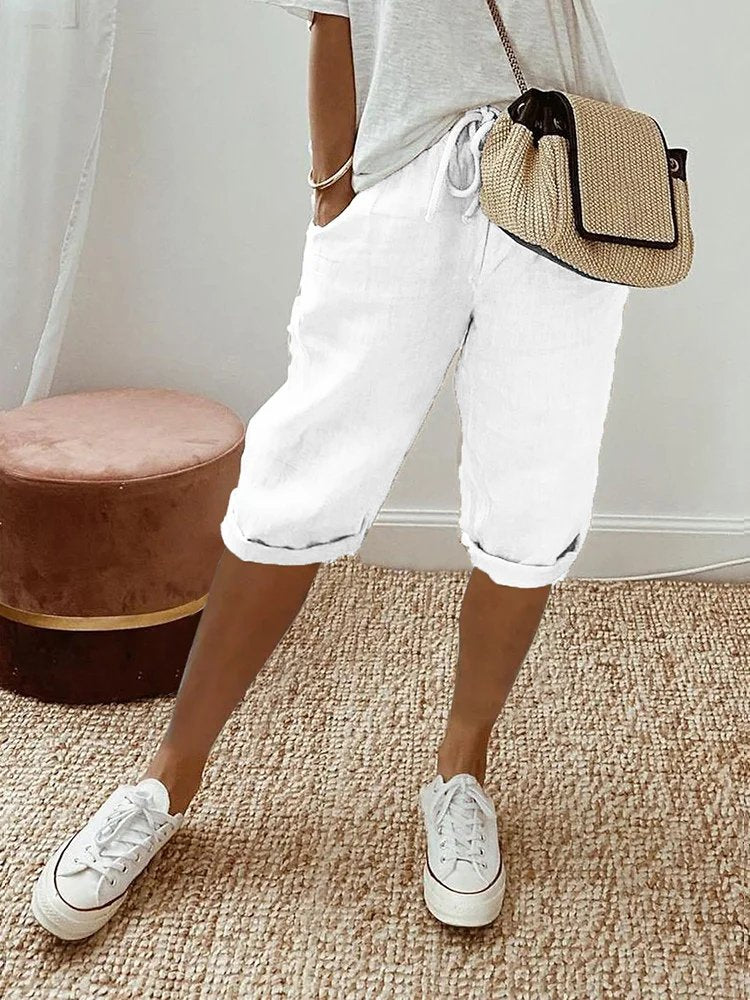 Adeline | Cosy Drawstring Cropped Bermuda Shorts
