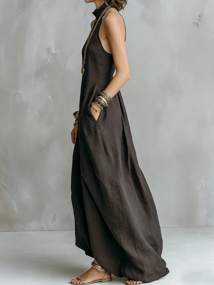 Adeline | Effortless Flowy Halter Maxi Summer Dresses