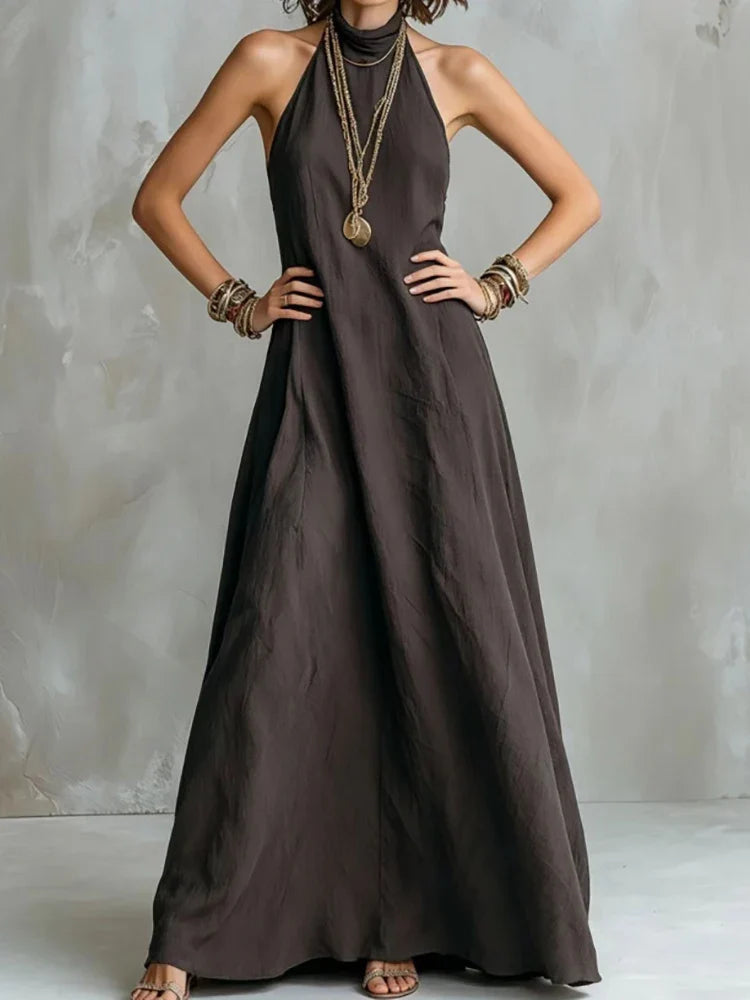 Adeline | Effortless Flowy Halter Maxi Summer Dresses