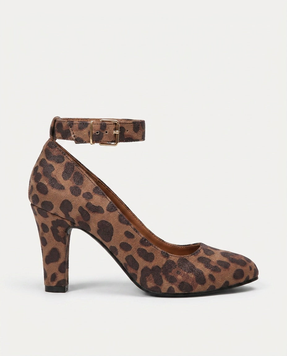 Adeline | Polished Ankle Strap Round Toe High Heels
