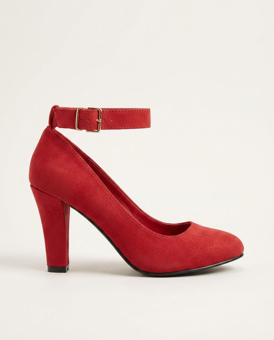 Adeline | Polished Ankle Strap Round Toe High Heels