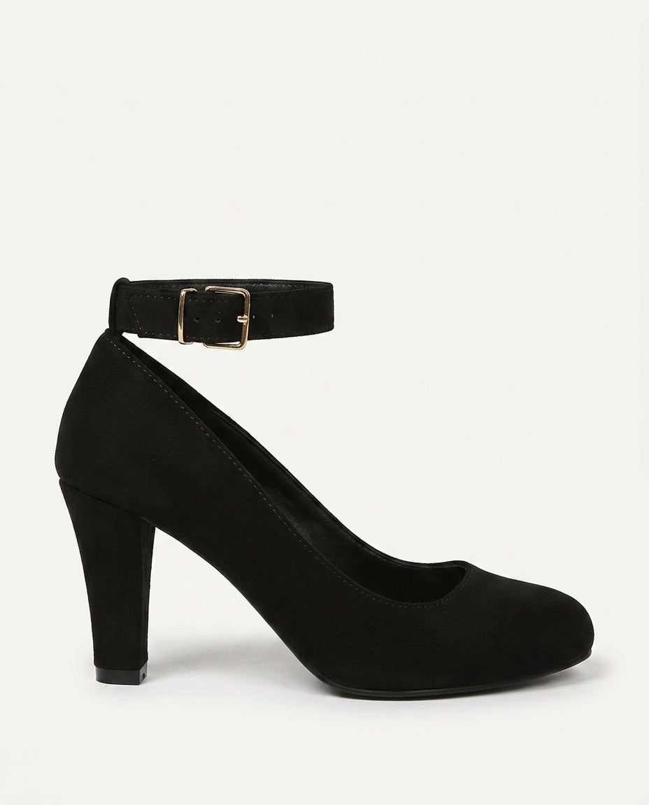 Adeline | Polished Ankle Strap Round Toe High Heels