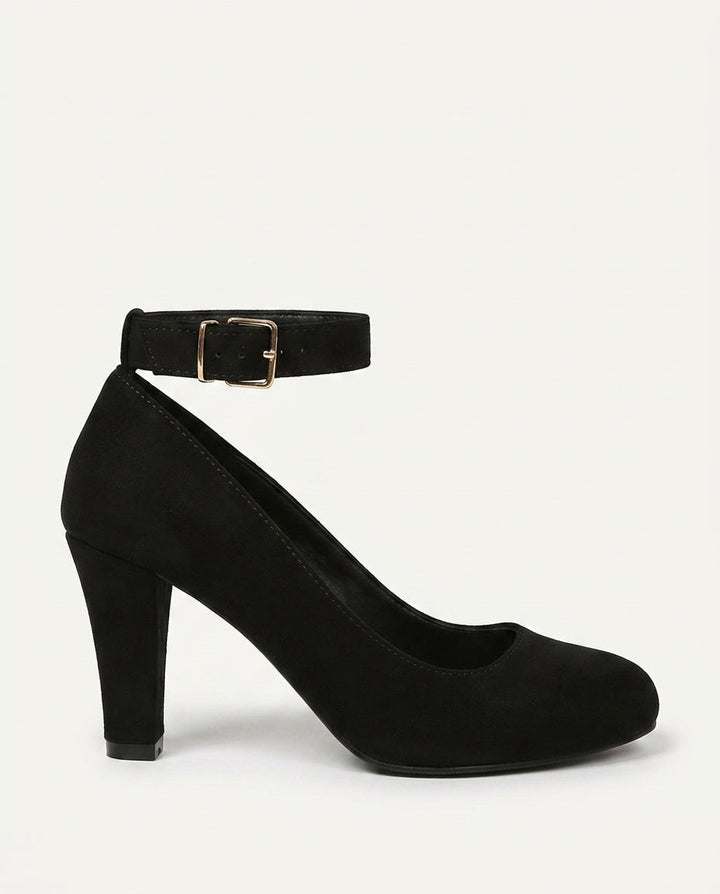 Adeline | Polished Ankle Strap Round Toe High Heels