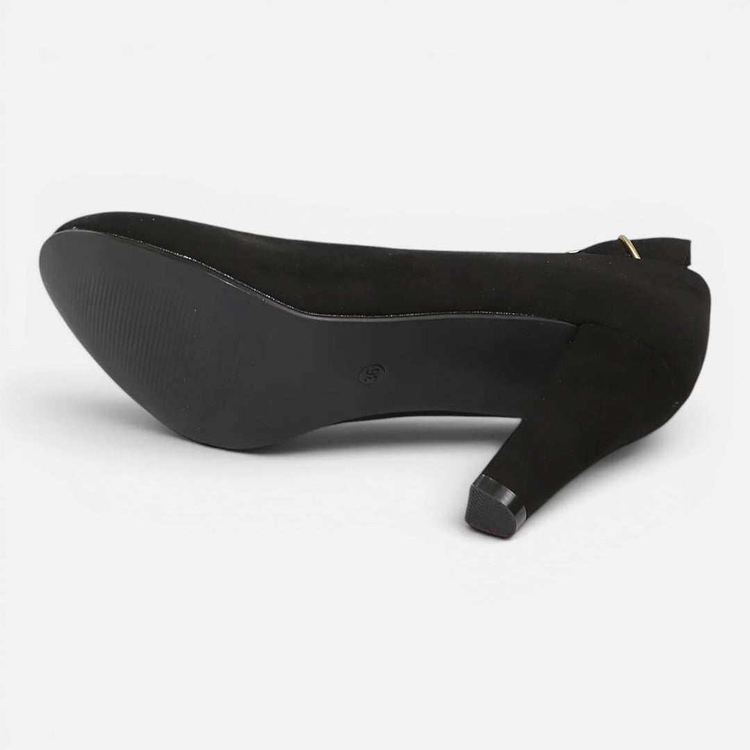 Adeline | Polished Ankle Strap Round Toe High Heels