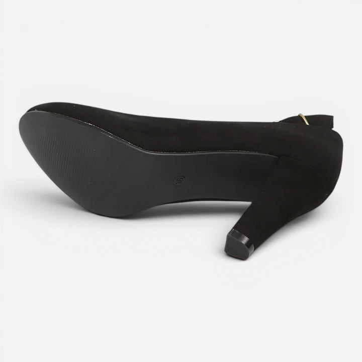 Adeline | Polished Ankle Strap Round Toe High Heels