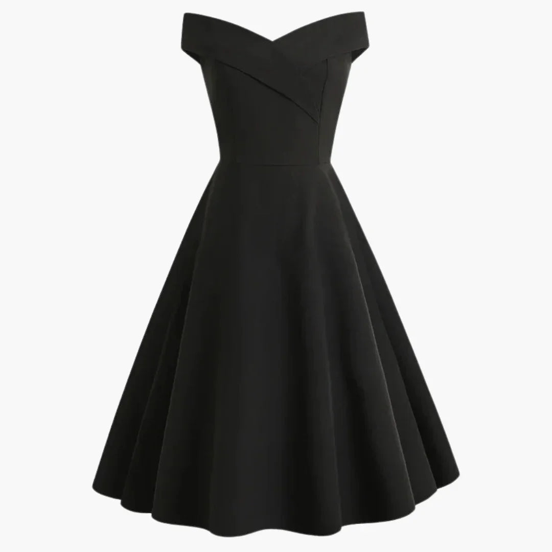 Adeline | Polished Off-Shoulder Cocktail Midi Dress