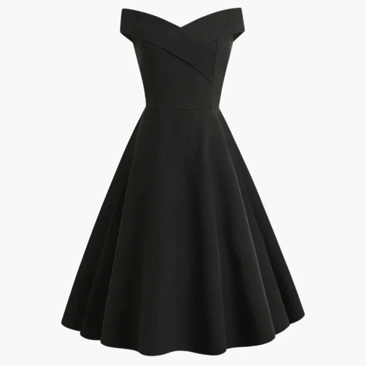 Adeline | Polished Off-Shoulder Cocktail Midi Dress