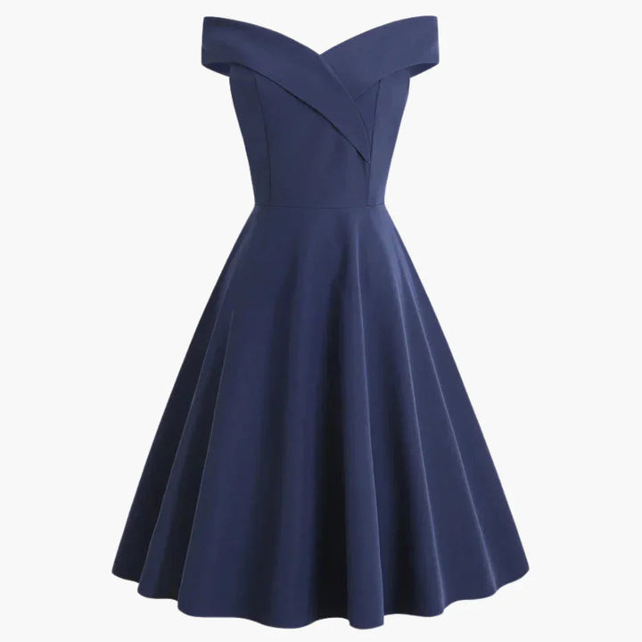 Adeline | Polished Off-Shoulder Cocktail Midi Dress