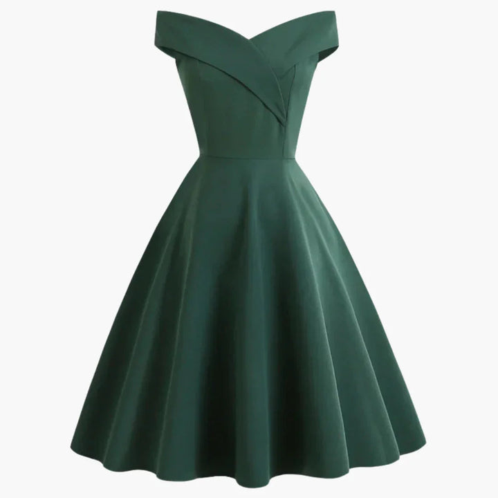 Adeline | Polished Off-Shoulder Cocktail Midi Dress
