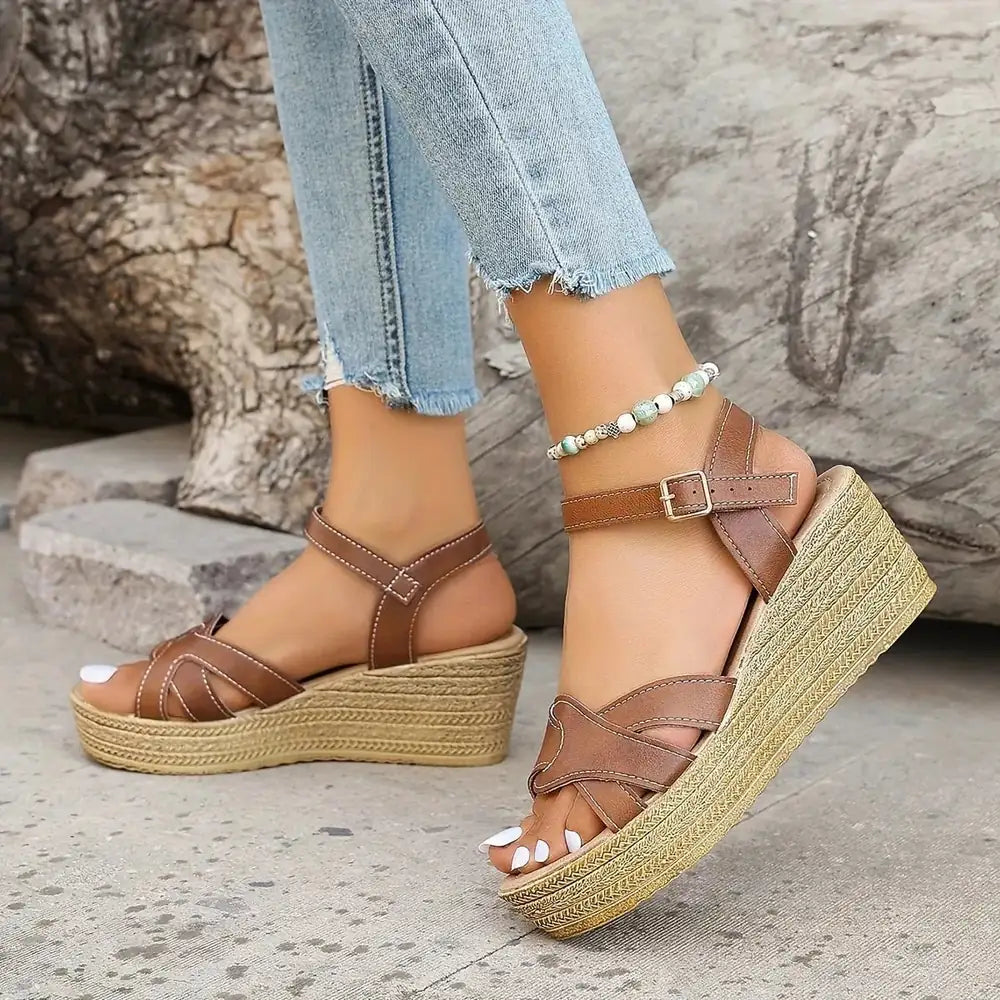 Adeline | Relaxed Espadrille Wedge Platform Sandals