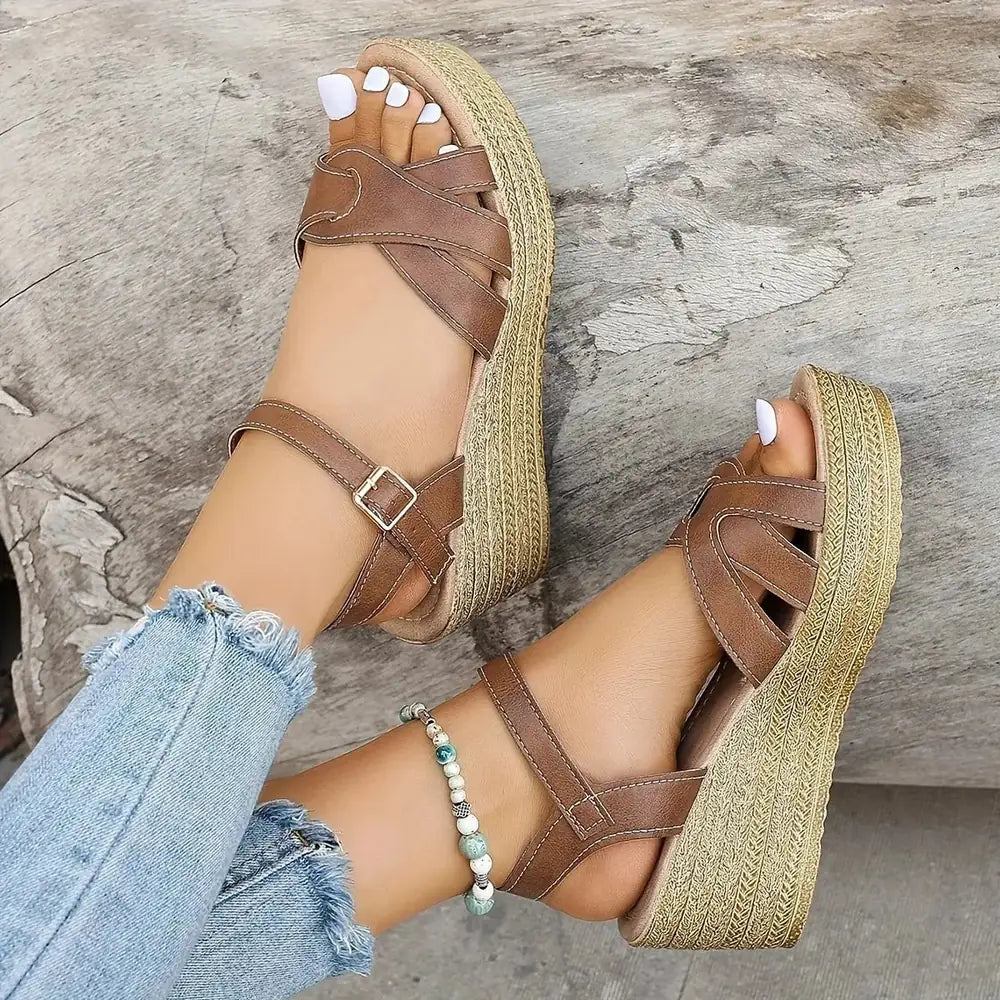 Adeline | Relaxed Espadrille Wedge Platform Sandals