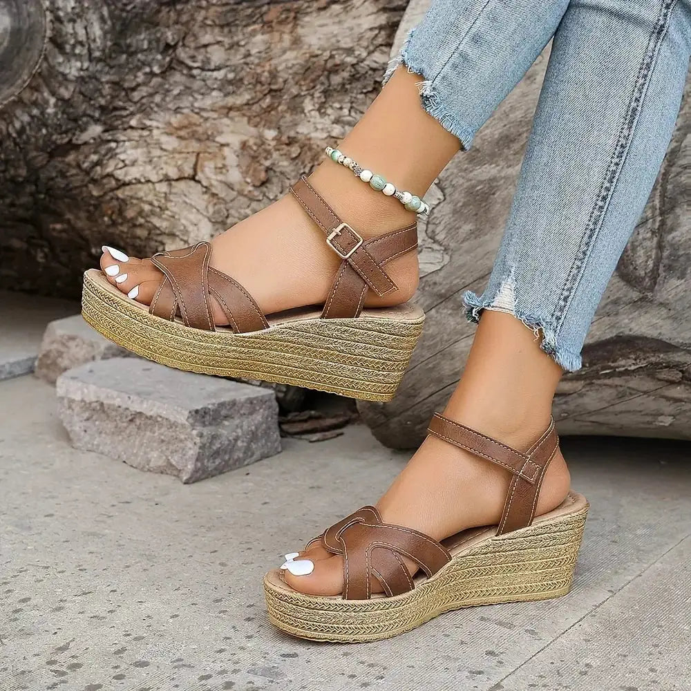 Adeline | Relaxed Espadrille Wedge Platform Sandals