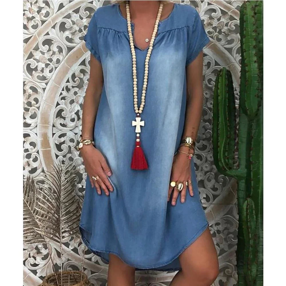 Adeline | Sophisticated Relaxed Shift Denim Dress