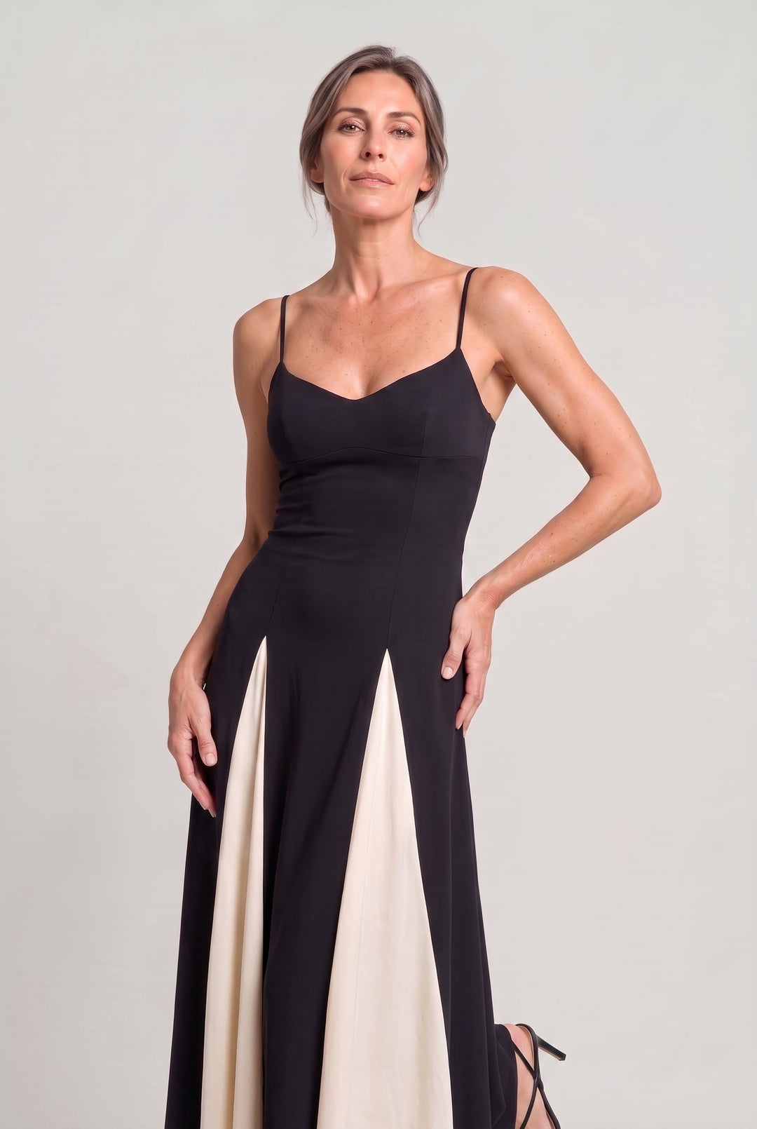 Adeline | Stylish Contrast Panel Spaghetti Strap Party Dress