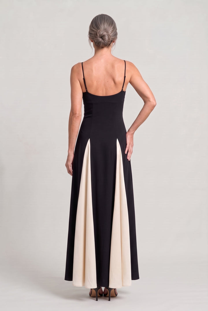 Adeline | Stylish Contrast Panel Spaghetti Strap Party Dress