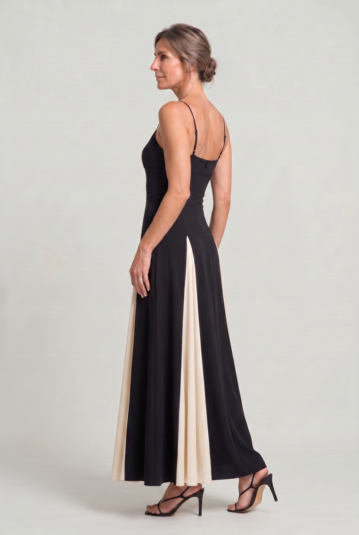 Adeline | Stylish Contrast Panel Spaghetti Strap Party Dress