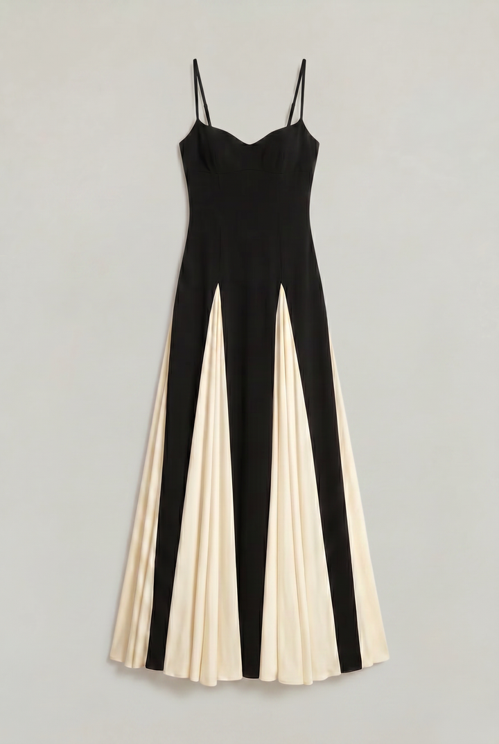 Adeline | Stylish Contrast Panel Spaghetti Strap Party Dress