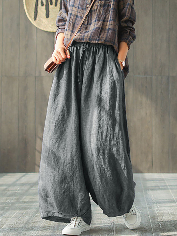 Adeline | Timeless Elastic Waist Wide Leg Linen Pants