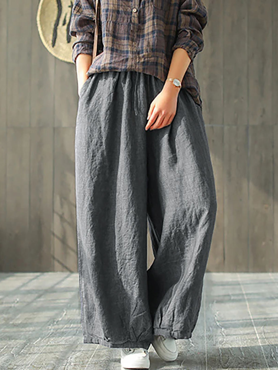 Adeline | Timeless Elastic Waist Wide Leg Linen Pants