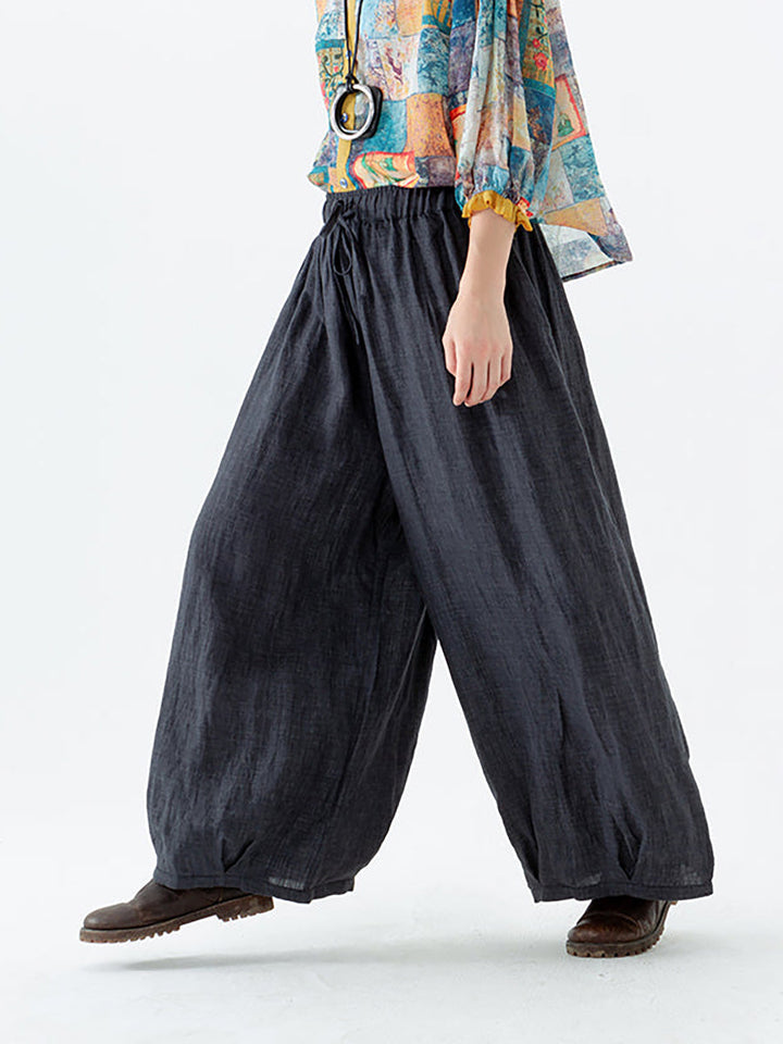 Adeline | Timeless Elastic Waist Wide Leg Linen Pants