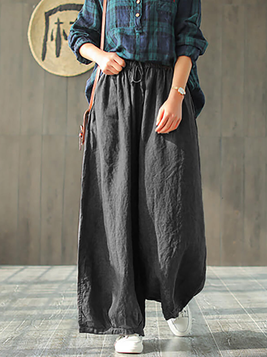 Adeline | Timeless Elastic Waist Wide Leg Linen Pants