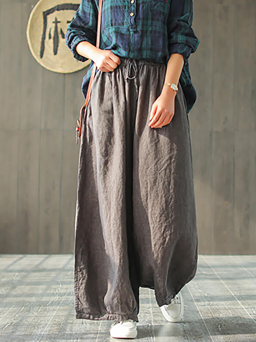 Adeline | Timeless Elastic Waist Wide Leg Linen Pants