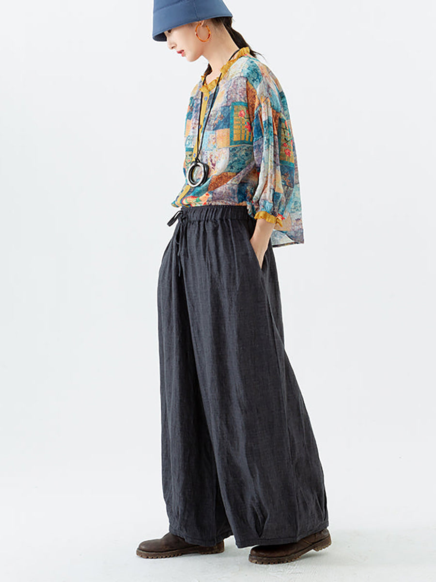 Adeline | Timeless Elastic Waist Wide Leg Linen Pants