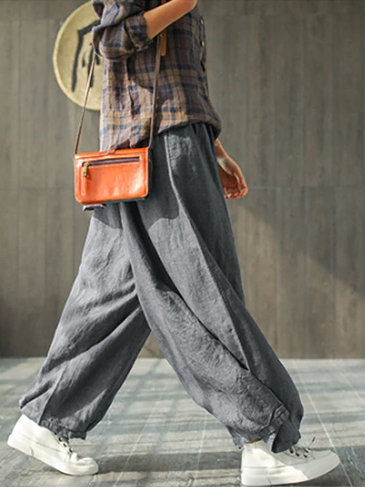 Adeline | Timeless Elastic Waist Wide Leg Linen Pants