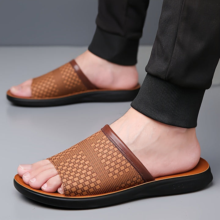 Aiden | Elegant Woven Slide Mens Sandals with Cushioned Sole