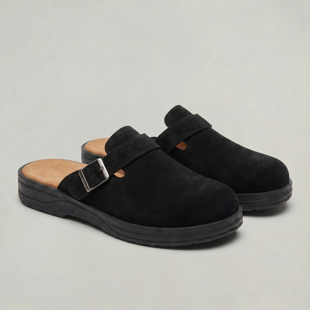 Alfie | Refined Buckle Strap Slip On Mule Clogs