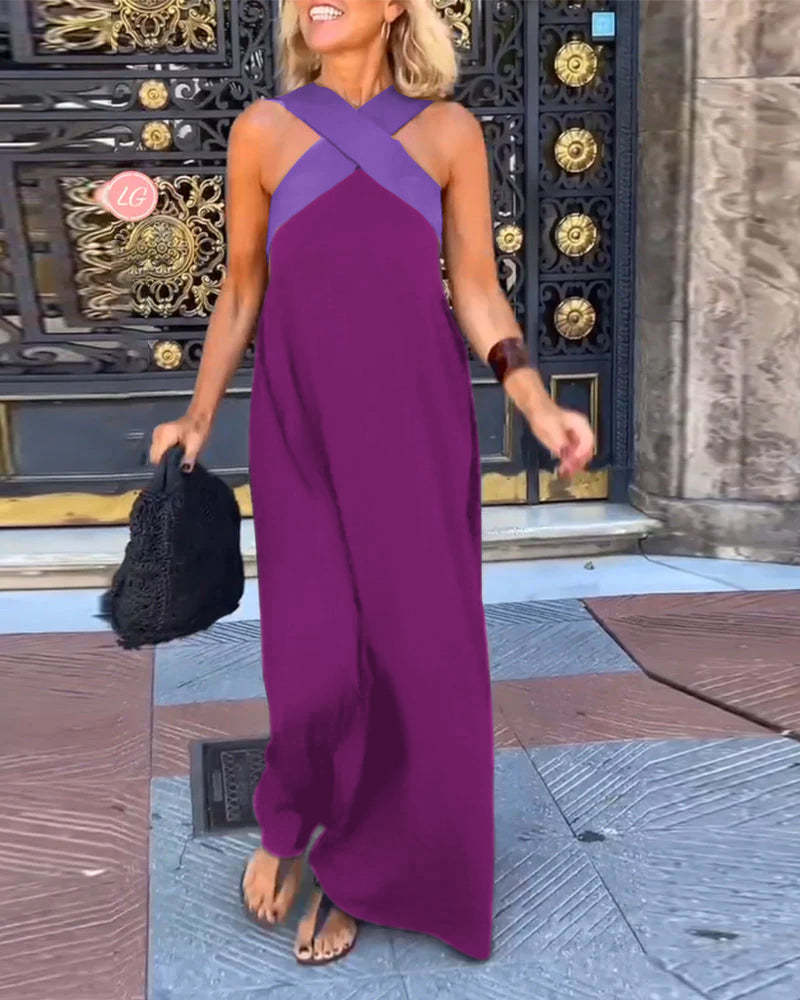 Alice | Cross Halter Neck Sleeveless Maxi Summer Dresses