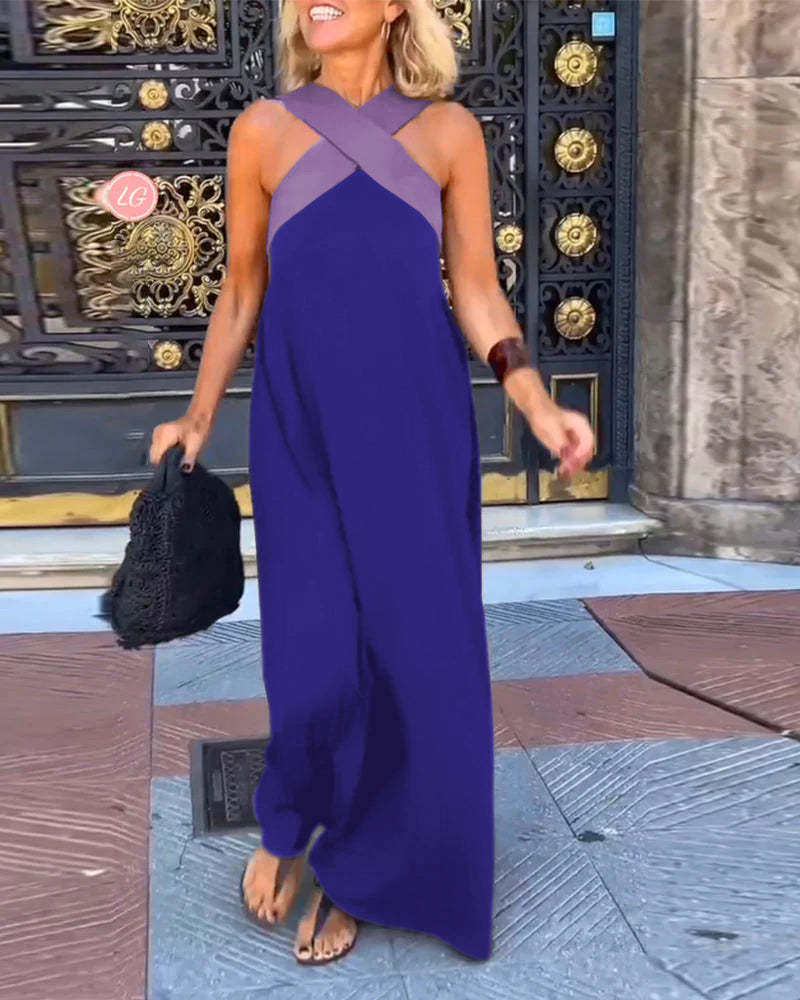 Alice | Cross Halter Neck Sleeveless Maxi Summer Dresses