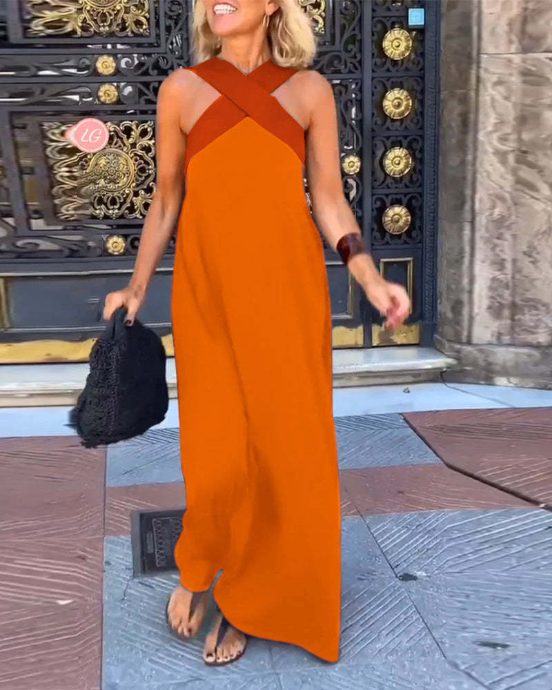 Alice | Cross Halter Neck Sleeveless Maxi Summer Dresses