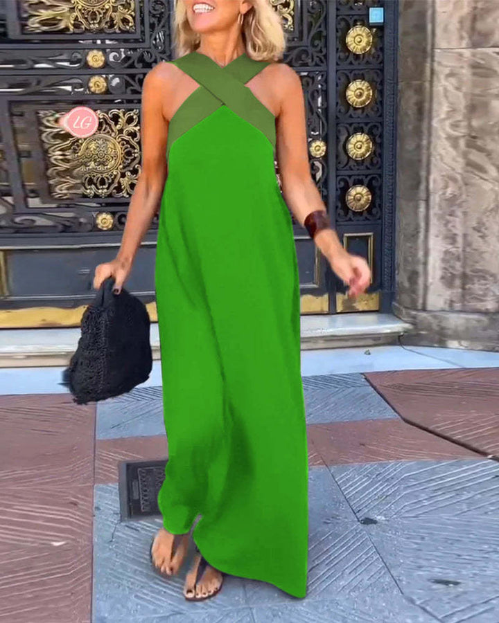 Alice | Cross Halter Neck Sleeveless Maxi Summer Dresses