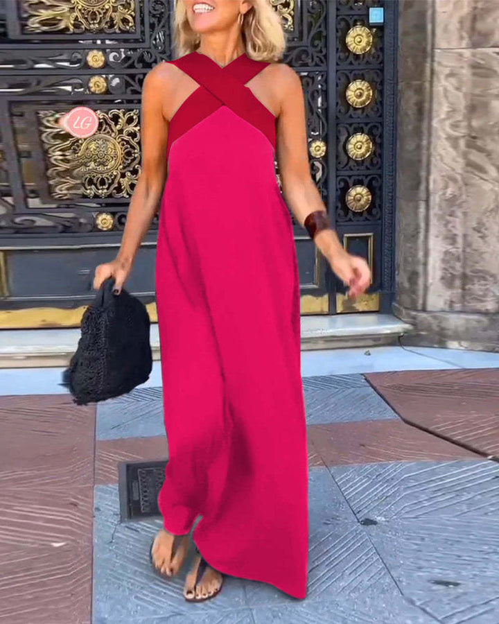 Alice | Cross Halter Neck Sleeveless Maxi Summer Dresses