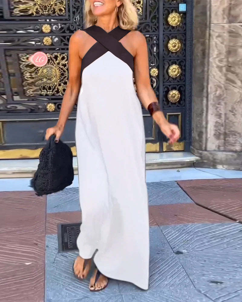 Alice | Cross Halter Neck Sleeveless Maxi Summer Dresses