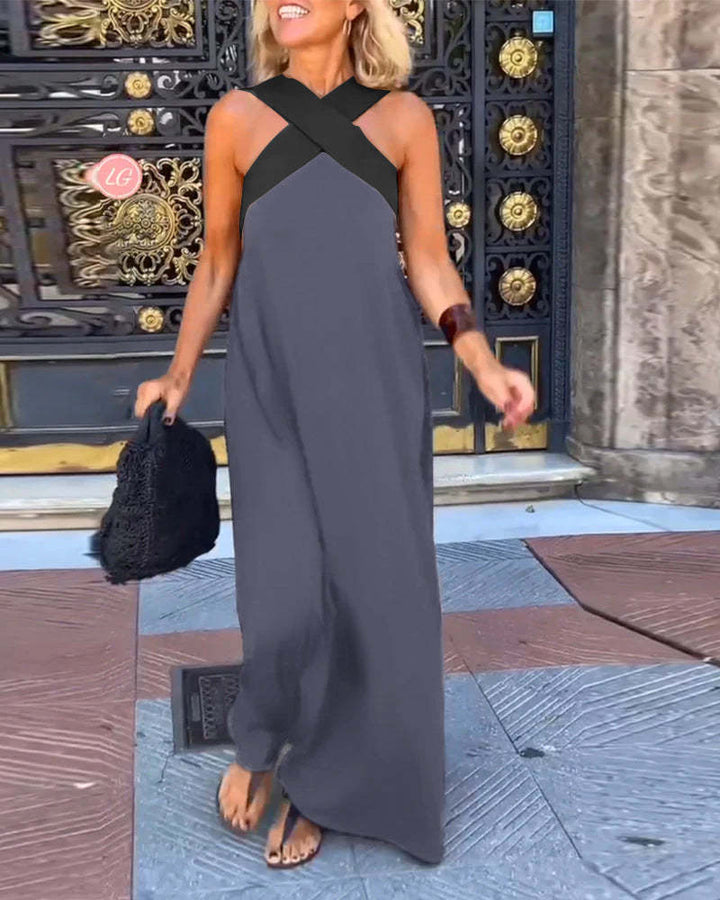 Alice | Cross Halter Neck Sleeveless Maxi Summer Dresses