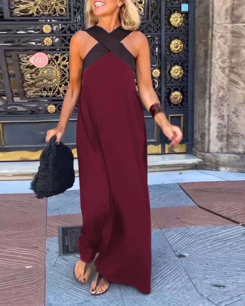 Alice | Cross Halter Neck Sleeveless Maxi Summer Dresses