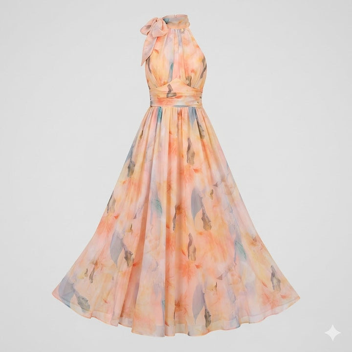 Alice | Effortless Floral Halter Maxi Race Dress