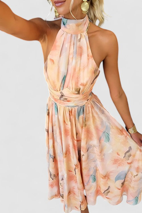 Alice | Effortless Floral Halter Maxi Race Dress