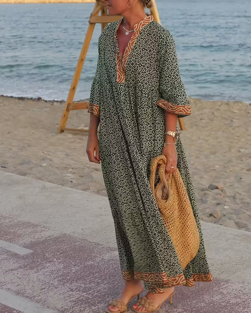 Alice | Graceful Boho Print V-Neck Maxi Summer Dress