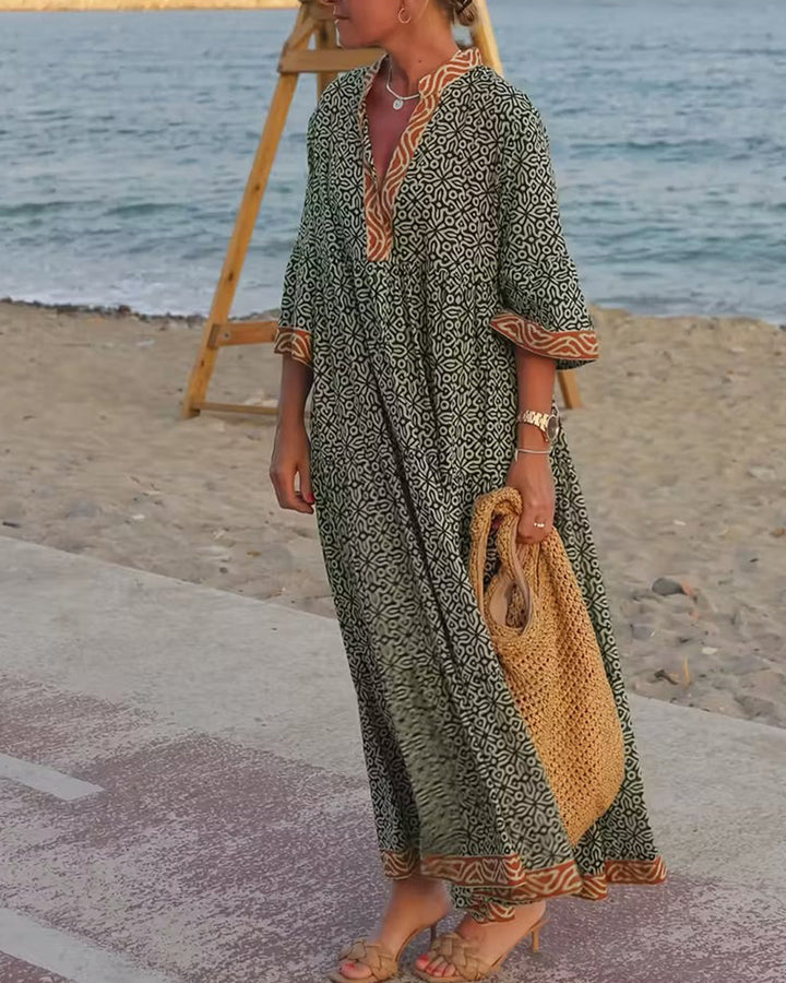 Alice | Graceful Boho Print V-Neck Maxi Summer Dress