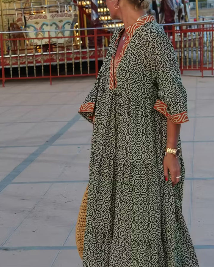 Alice | Graceful Boho Print V-Neck Maxi Summer Dress