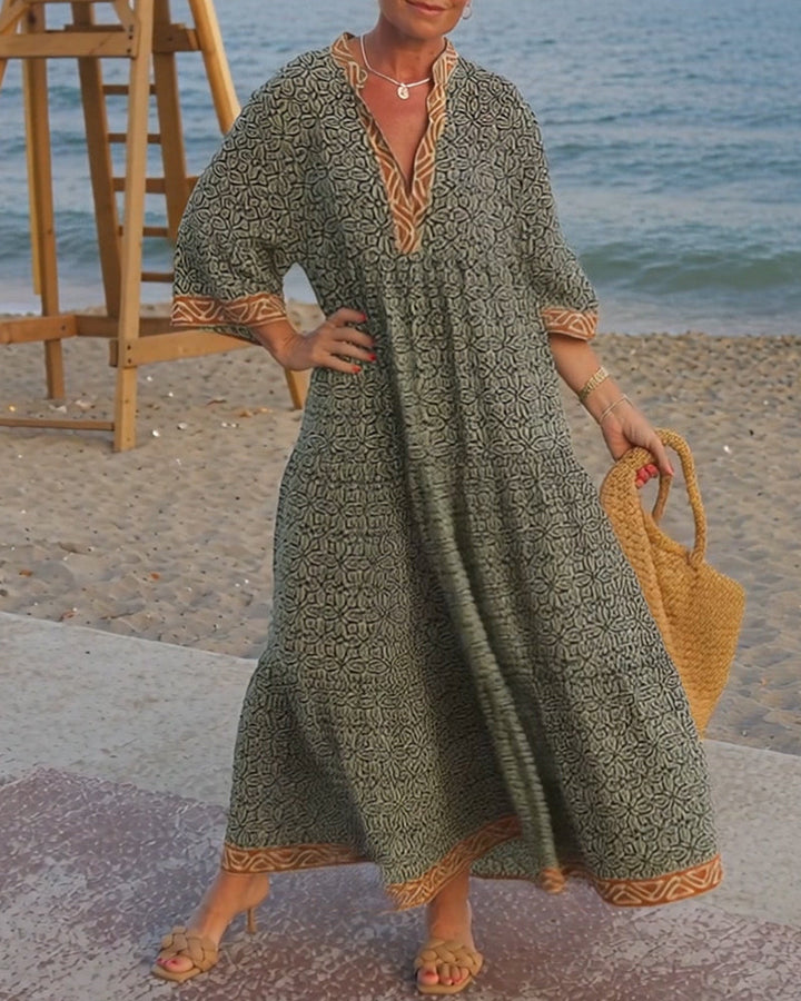 Alice | Graceful Boho Print V-Neck Maxi Summer Dress