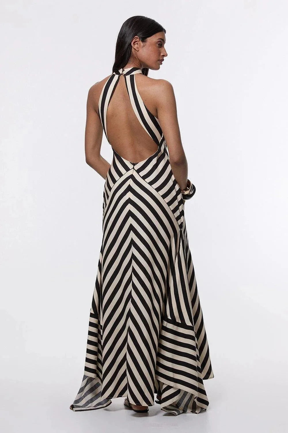 Alice | Refined Chevron Stripe Halter Formal Dress