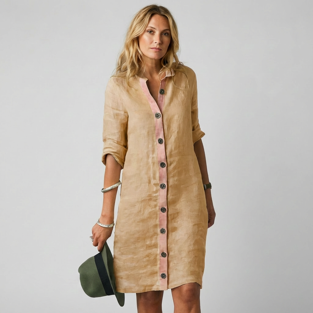 Amara | Sophisticated Button-Front Linen Dress Women