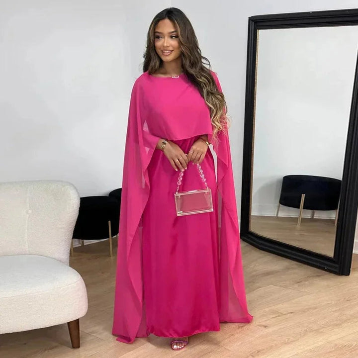 Amelia | Chic Cape Sleeve Maxi Races Dresses Gown