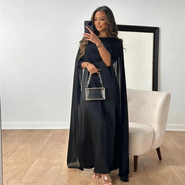Amelia | Chic Cape Sleeve Maxi Races Dresses Gown
