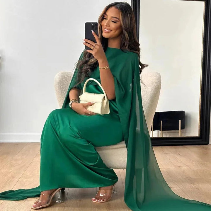 Amelia | Chic Cape Sleeve Maxi Races Dresses Gown